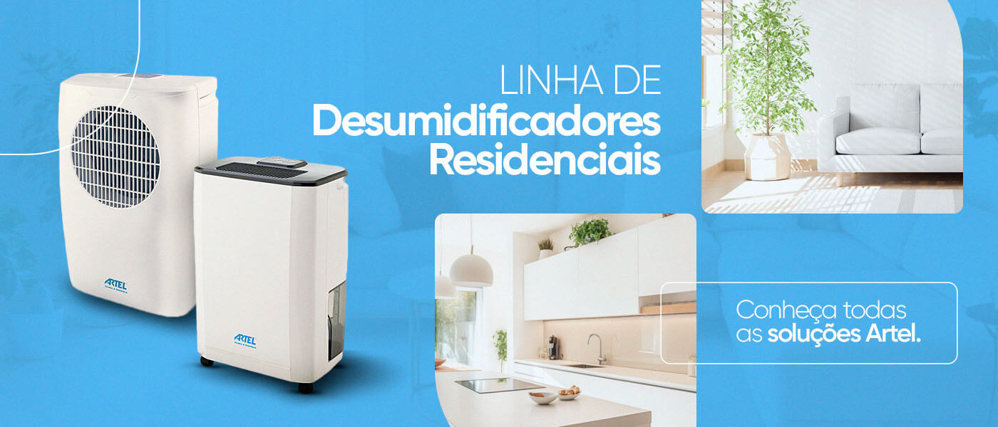 slide do site da arte apresentando imagens da linha de desumidificadores residenciais